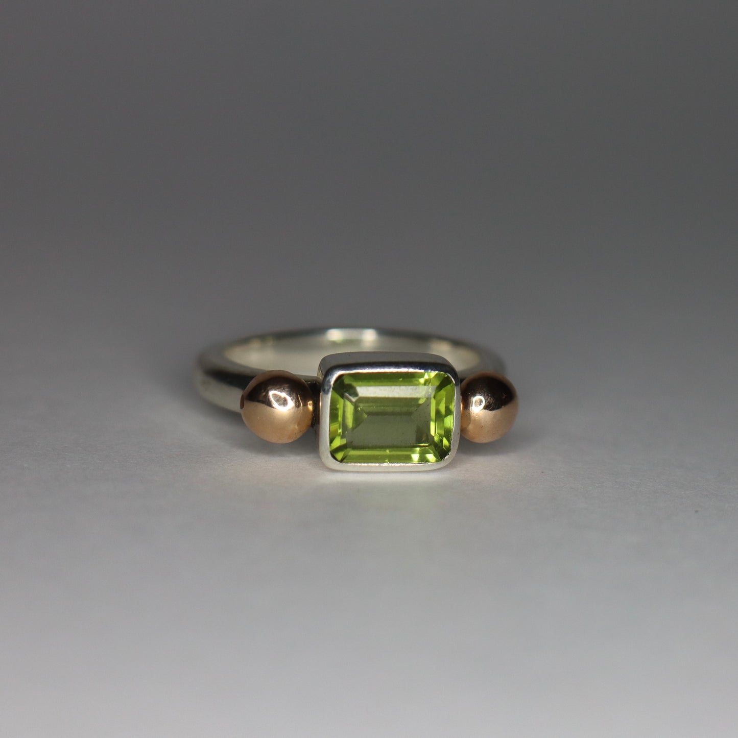 Peridot, Recycled Antique Gold and Sterling Silver