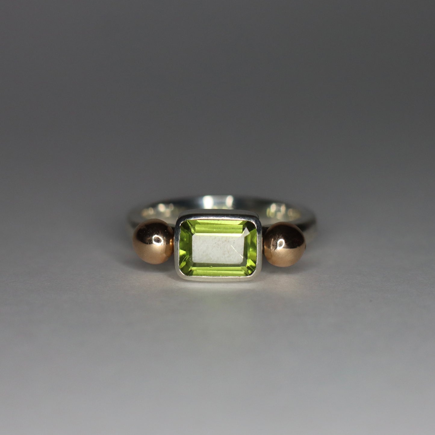 Peridot, Recycled Antique Gold and Sterling Silver