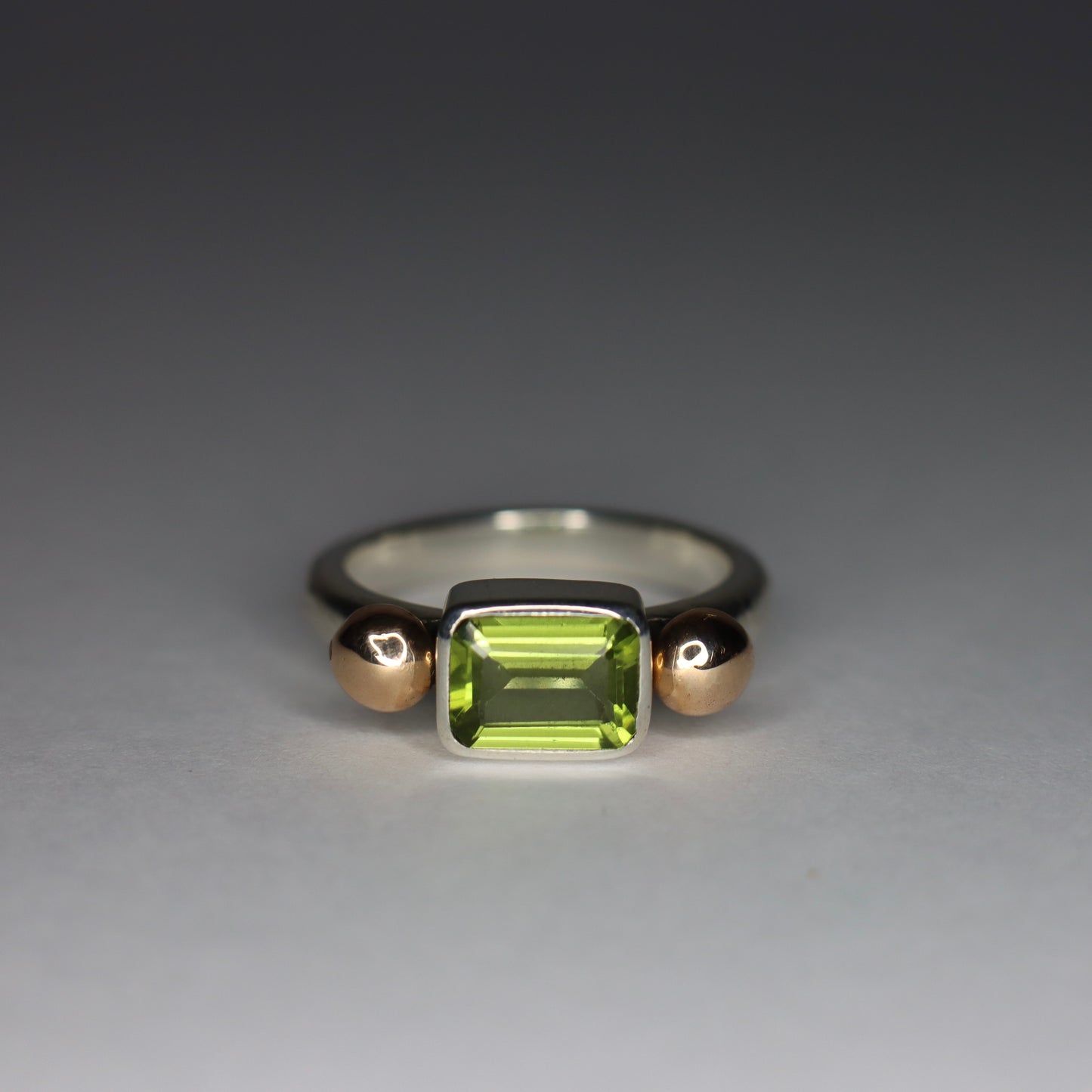 Peridot, Recycled Antique Gold and Sterling Silver