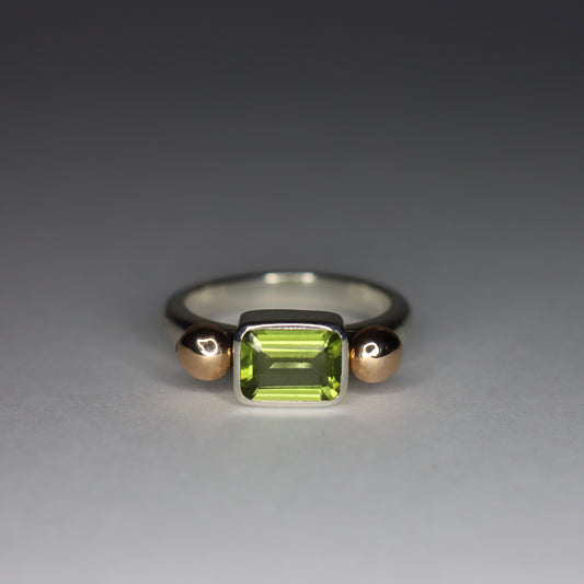 Peridot, Recycled Antique Gold and Sterling Silver