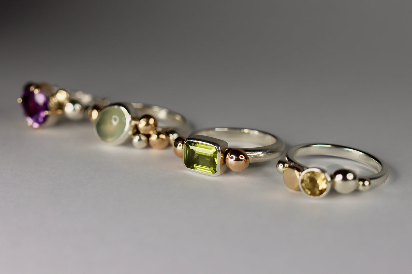 Peridot, Recycled Antique Gold and Sterling Silver