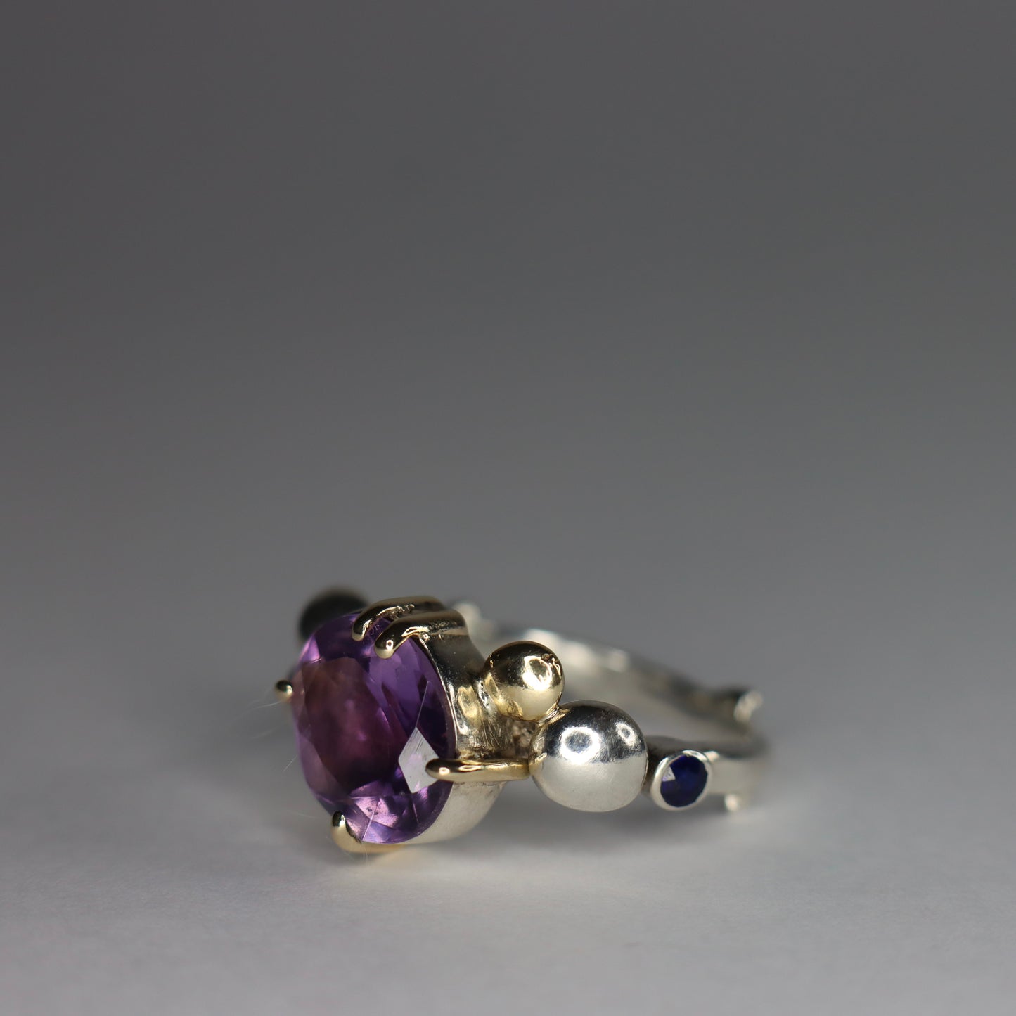 Amethyst, Sapphire, Gold and Sterling Silver