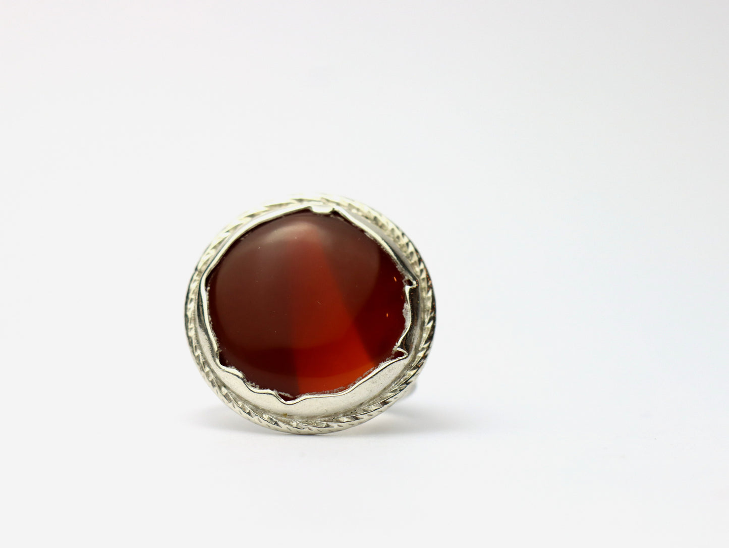 Carnelian and Silver Chunky Statement Spoon Ring