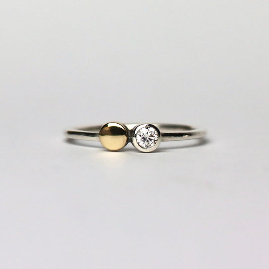 CZ, Brass and Sterling Silver Stacking Ring