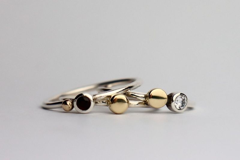 Silver and Brass Stacking Ring- Polished