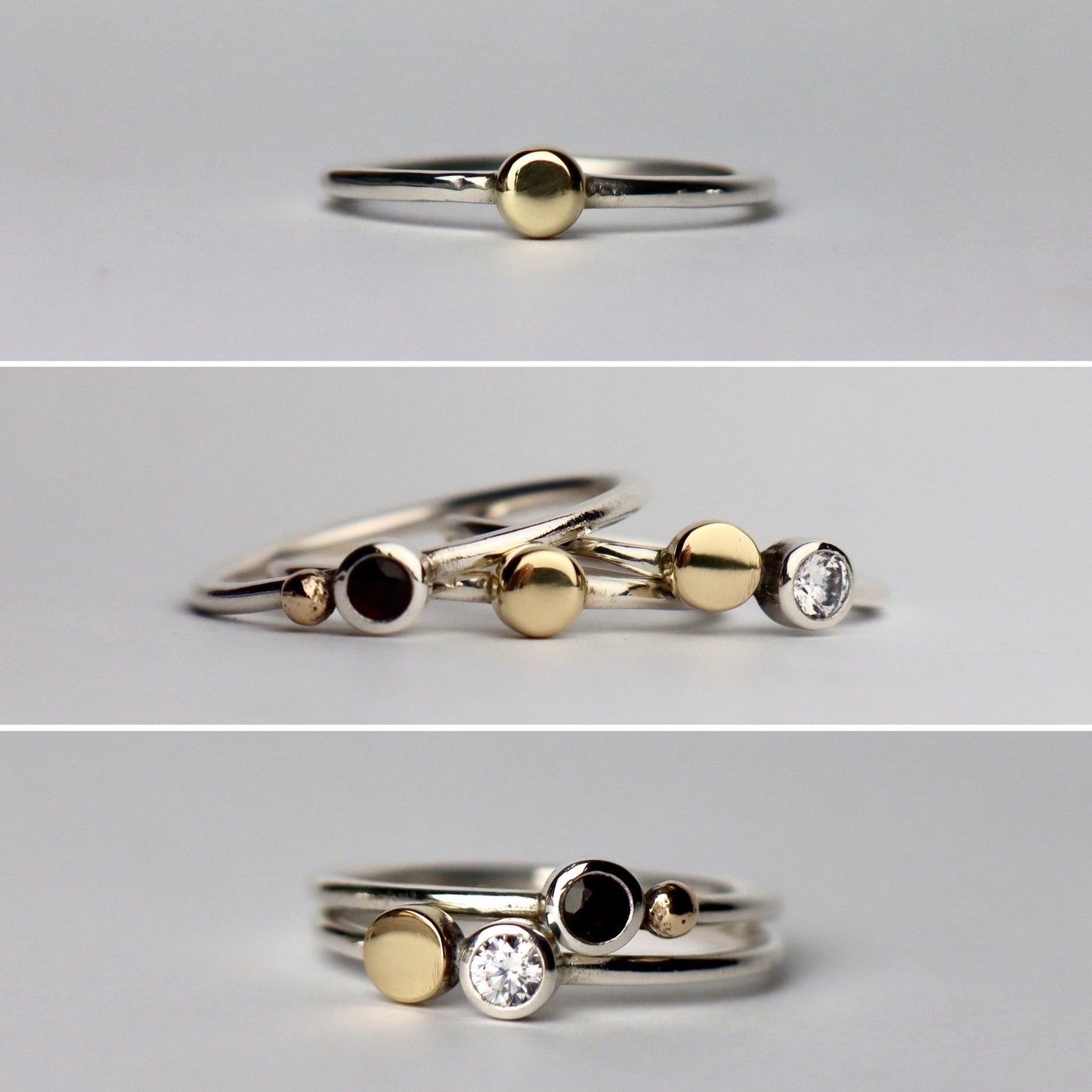 Silver and Brass Stacking Ring- Polished